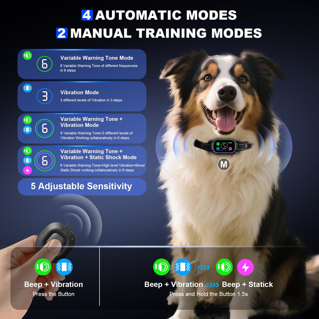 Dog Bark Collar with Remote Control, 2-in-1 Automatic & Manual Training Collar O603255