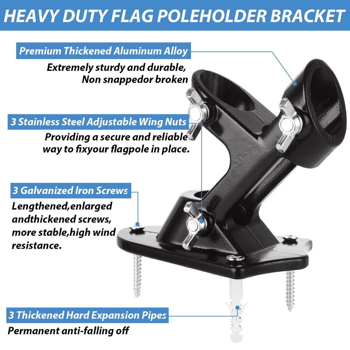 4 Pack Aluminum Flag Pole Holder Brackets 1 inch H356656