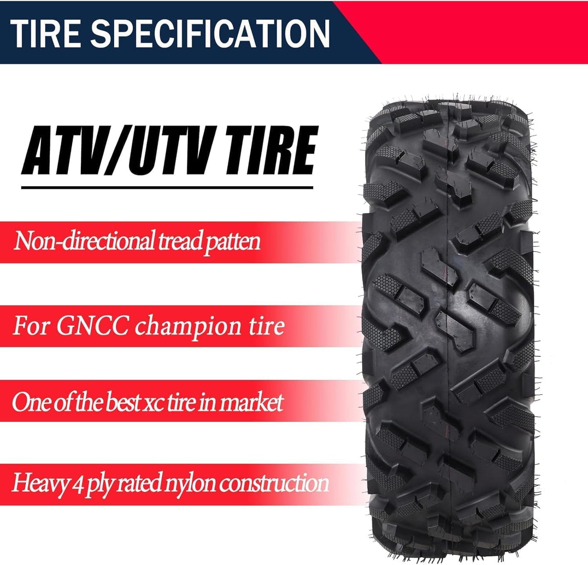 2 Pack 19x7-8 Tubeless All Terrain ATV Tires N11562