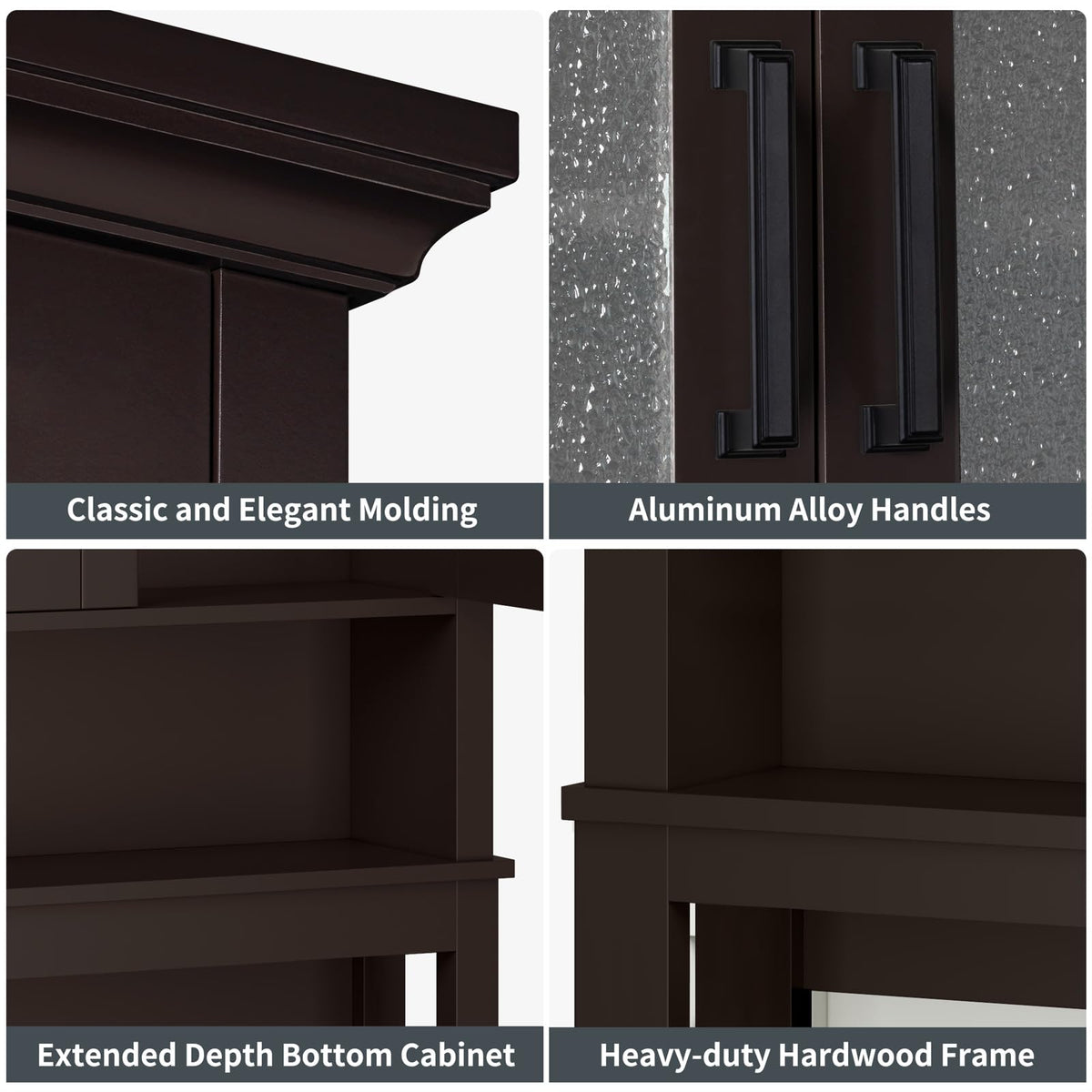 Over Toilet Storage Cabinet with Glass Doors and Adjustable Shelf J668