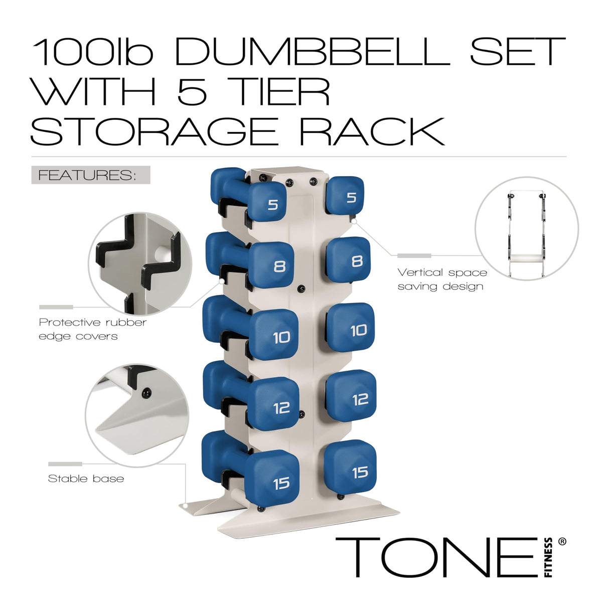 Neoprene Dumbbell Set with Storage Rack N66427