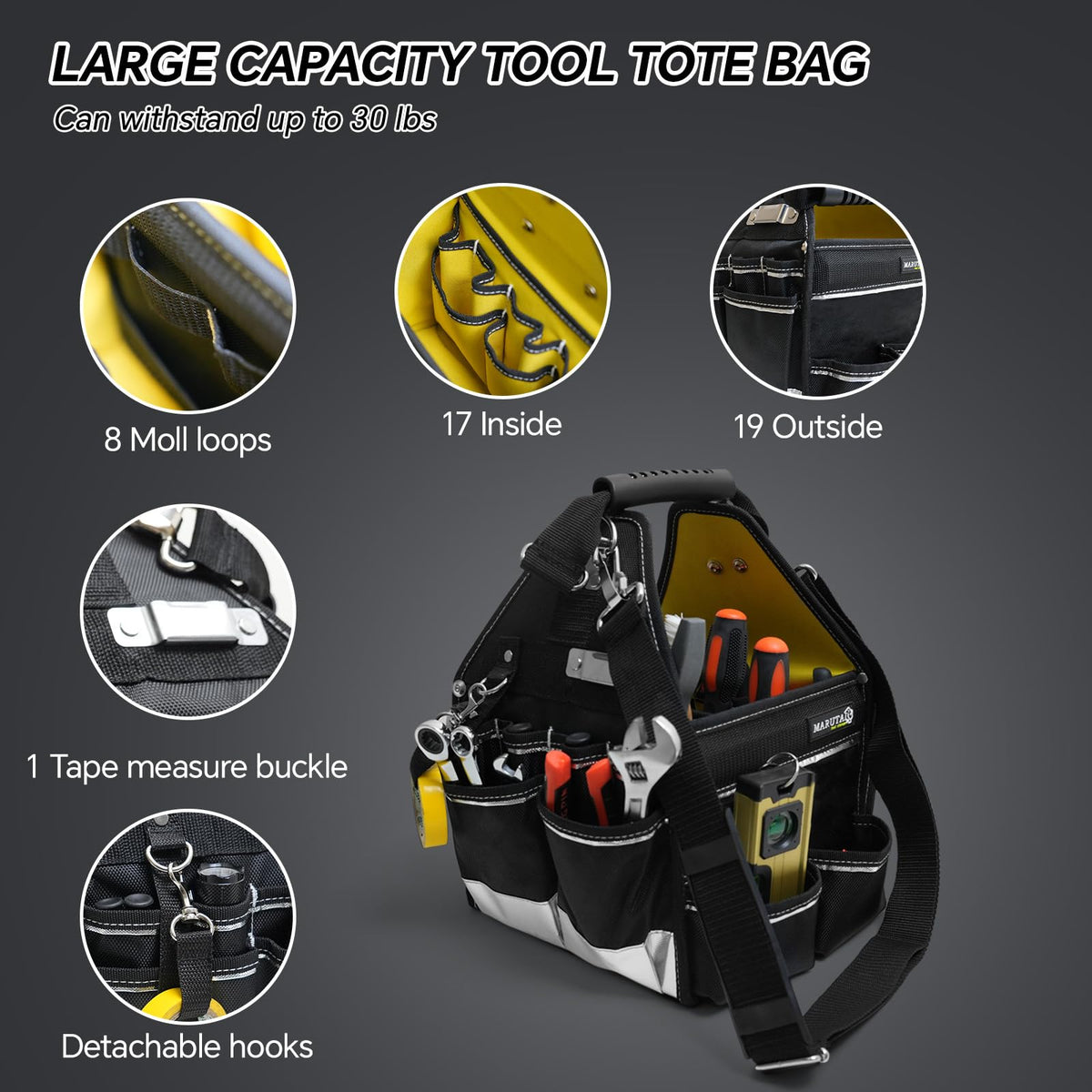 10in Tool Tote Bag with 43-Pocket Organizer W7164