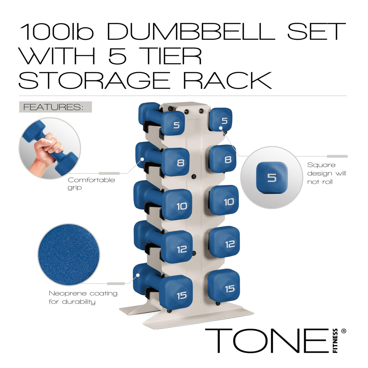 Neoprene Dumbbell Set with Storage Rack N66427