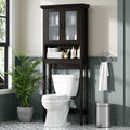 Over Toilet Storage Cabinet with Glass Doors and Adjustable Shelf J668