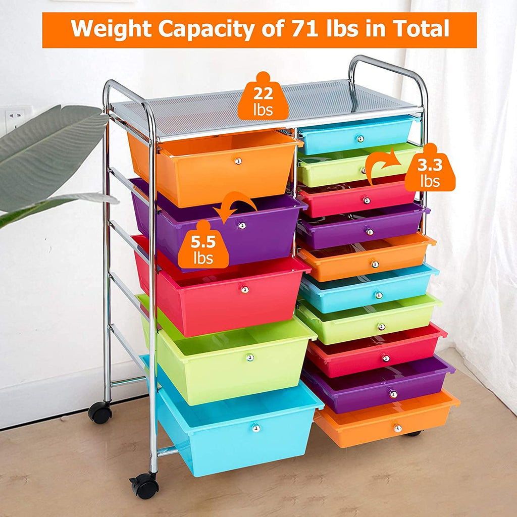 15 Drawer Rolling Plastic Storage Organizer Cart I946773