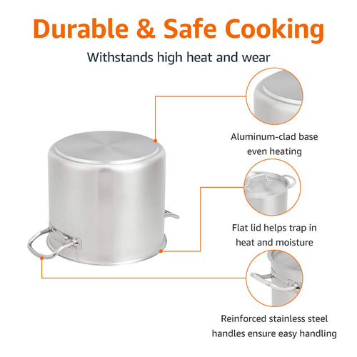 12 Quarts Stainless Steel Stock Pot with Cover V393