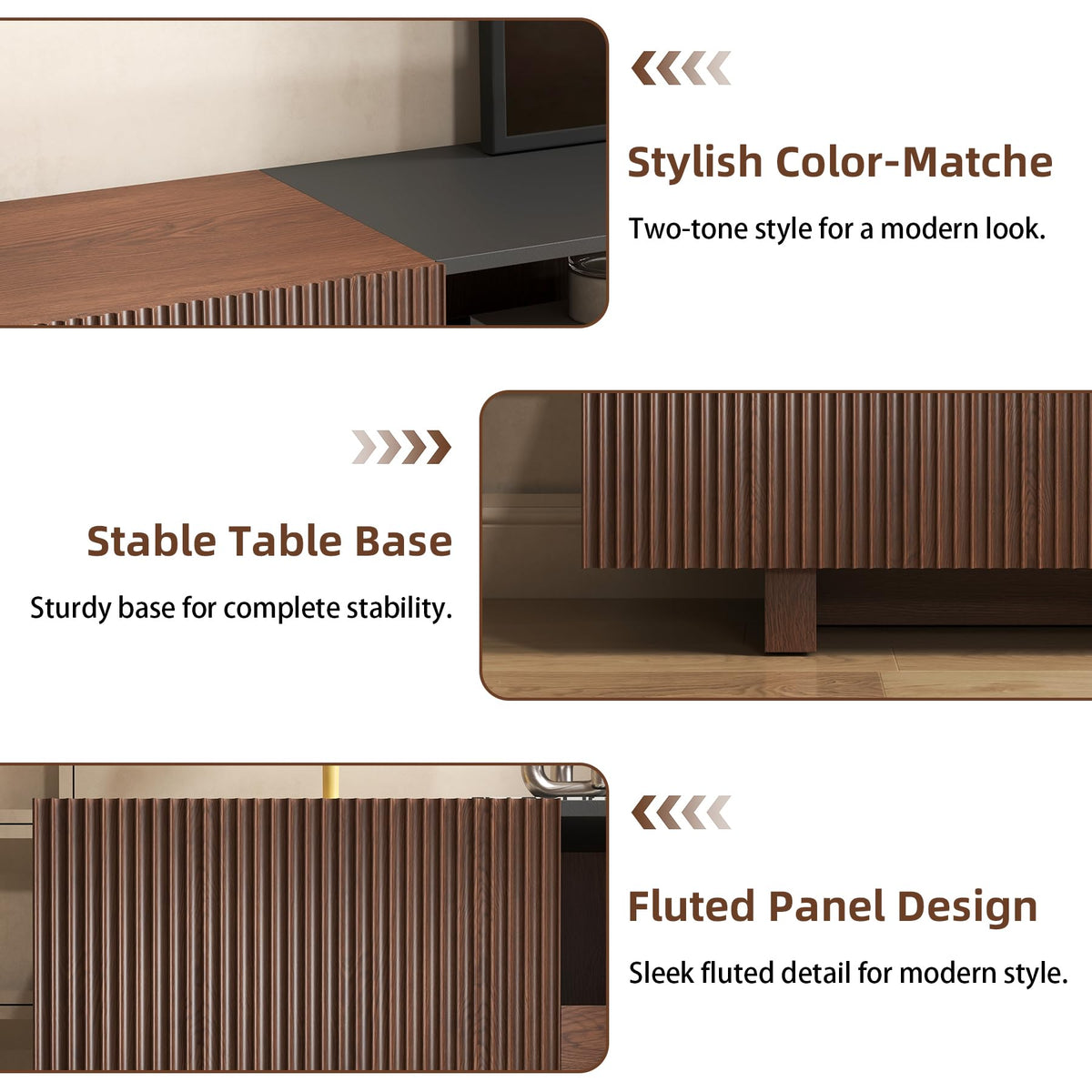78.8 Inch Dark Brown Walnut TV Stand with Storage U95477