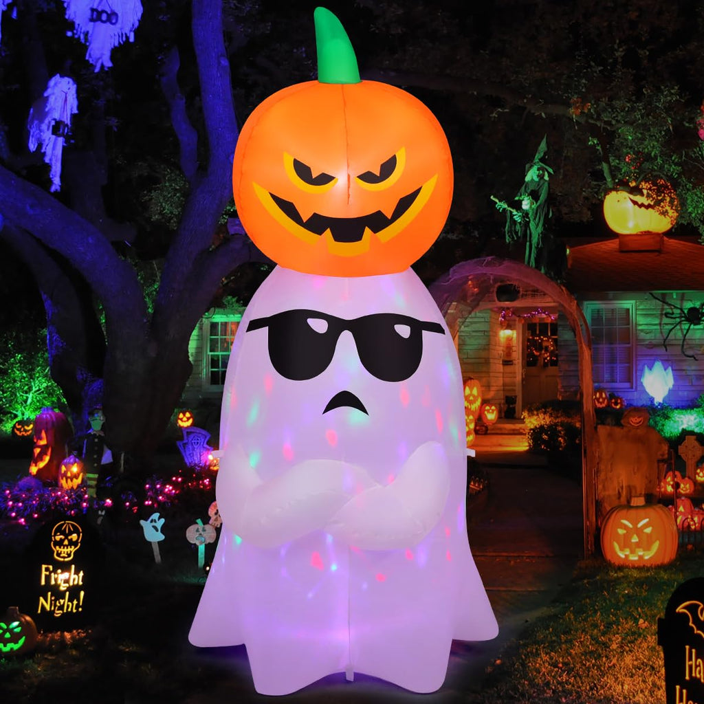 6.2 FT Halloween Inflatables Ghost with Pumpkin G7414