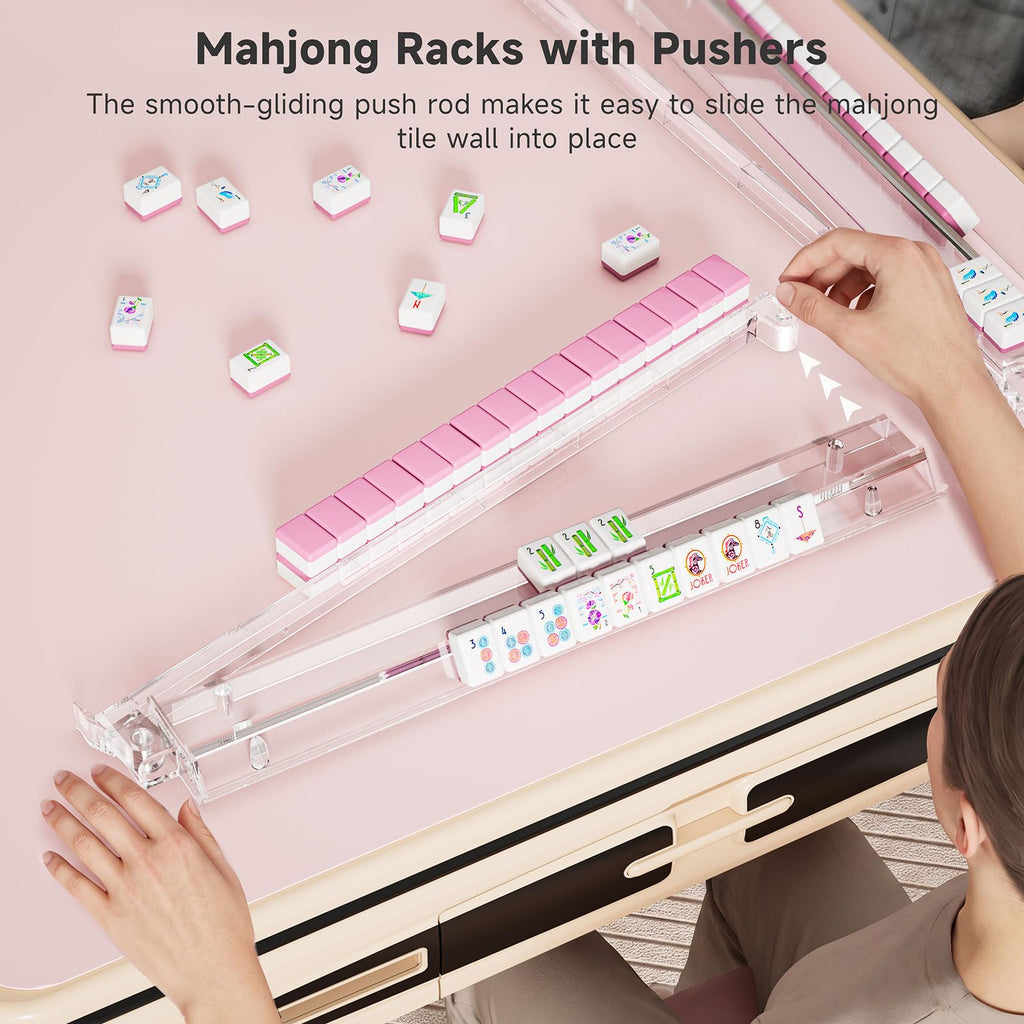 Clear Acrylic Mahjong Racks with Pushers, 4 Pack D4297