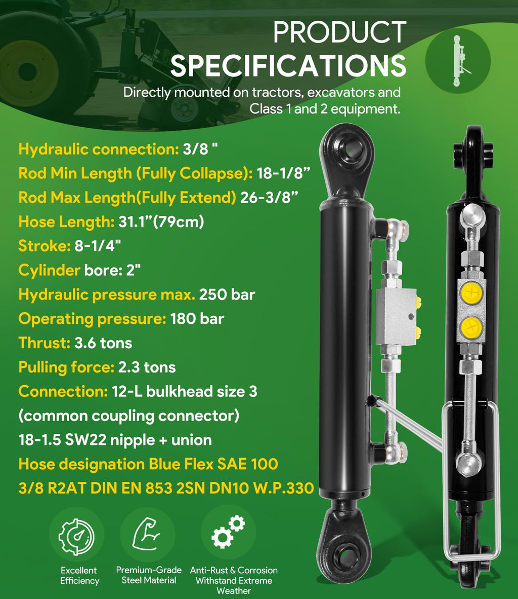 Hydraulic Top Link Cat. 1-1 with Locking Block and 2 Hose D388008