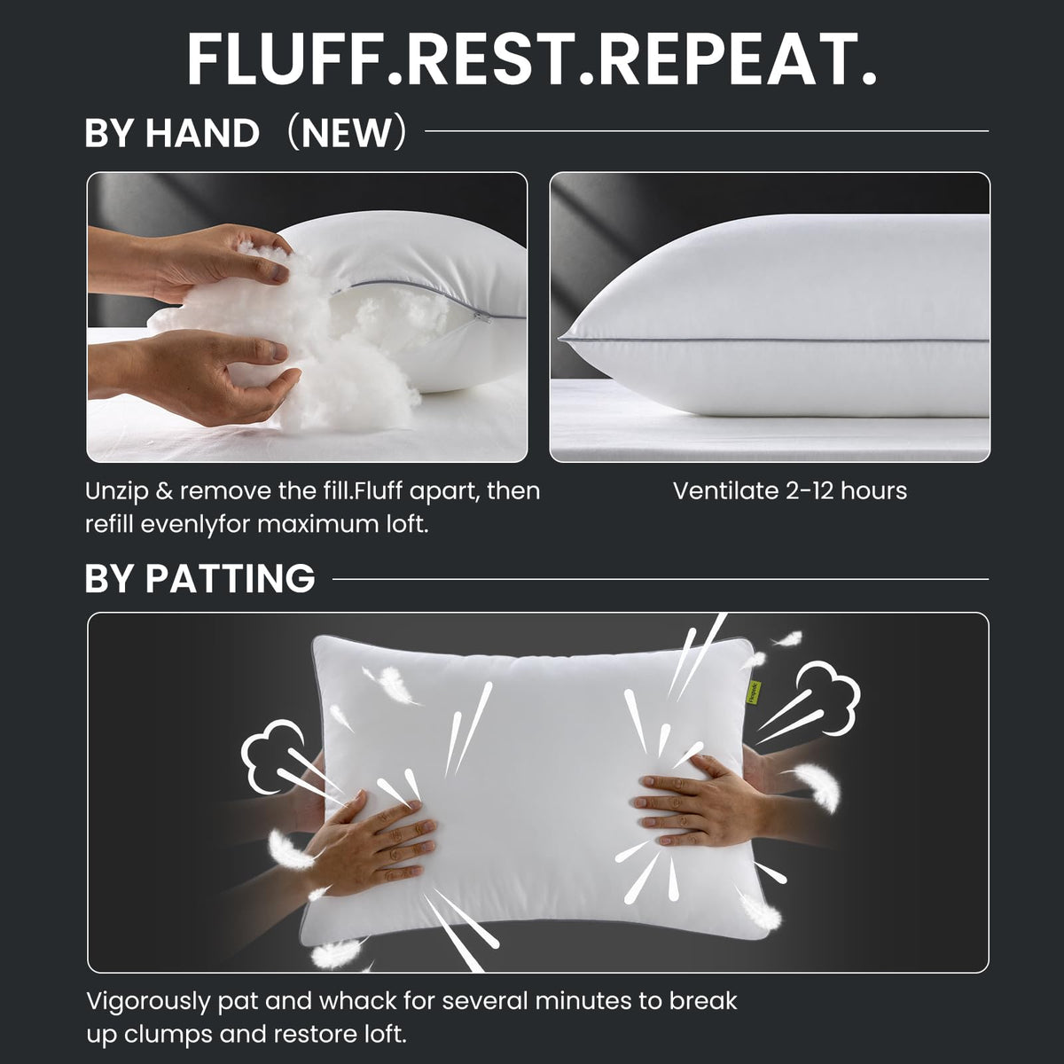 King Size Set of 2 Firm Bed Pillows Z399