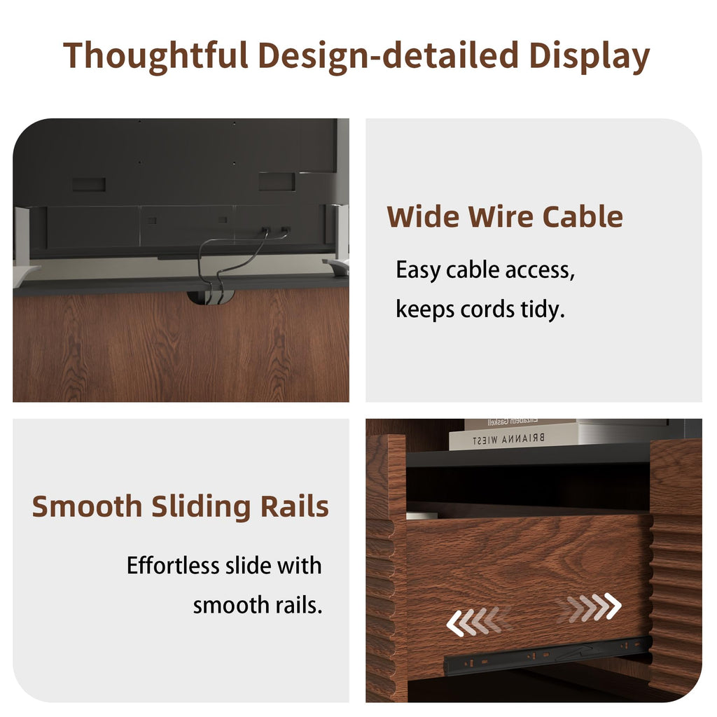 78.8 Inch Dark Brown Walnut TV Stand with Storage U95477