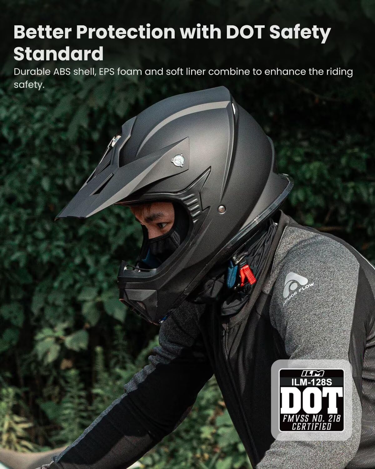 Adult Full Face Motorcycle Helmet, DOT Approved, Matte Black M9763
