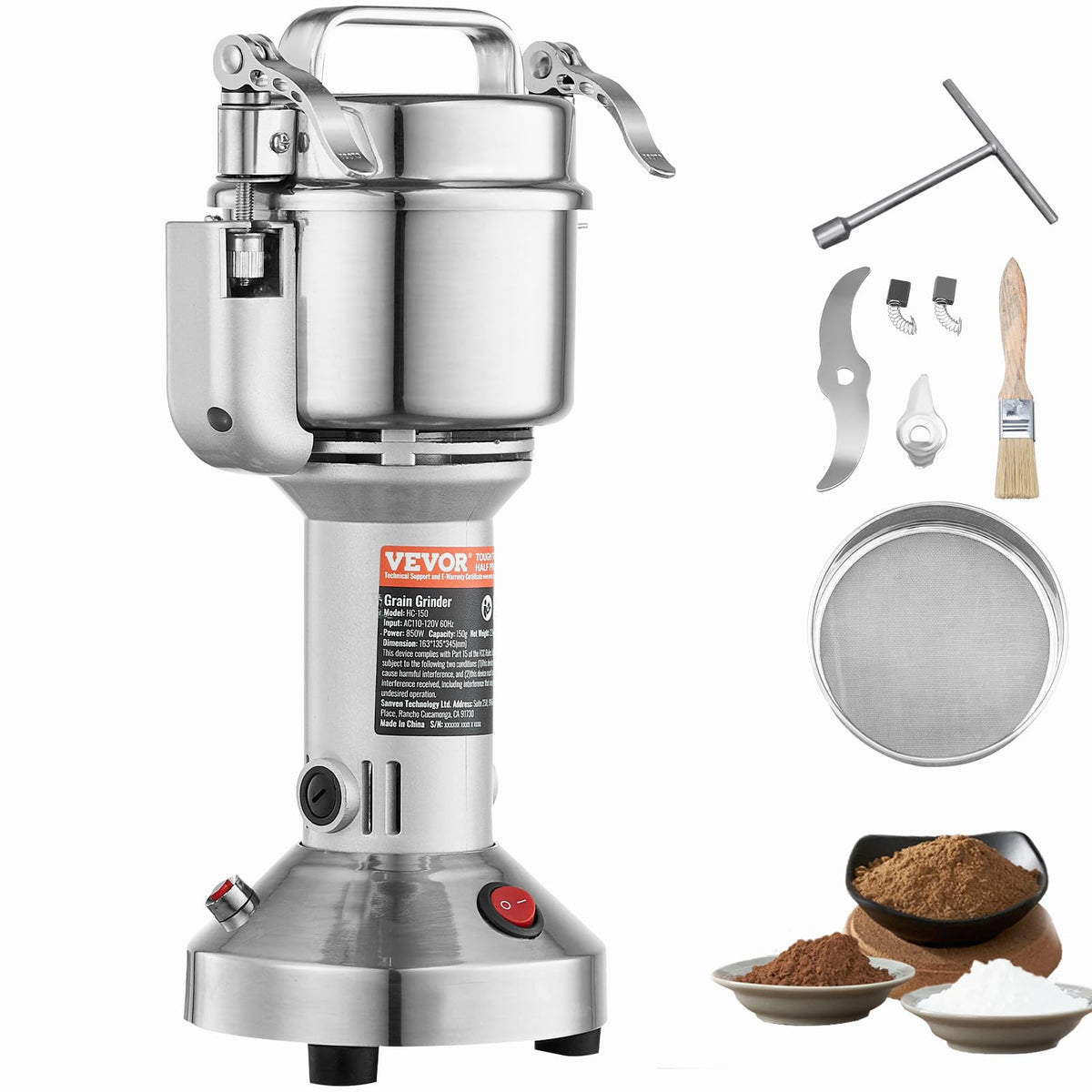 750g 2000W Stainless Steel Electric Grain Mill Grinder S9532