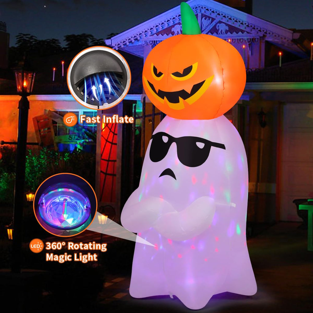 6.2 FT Halloween Inflatables Ghost with Pumpkin G7414