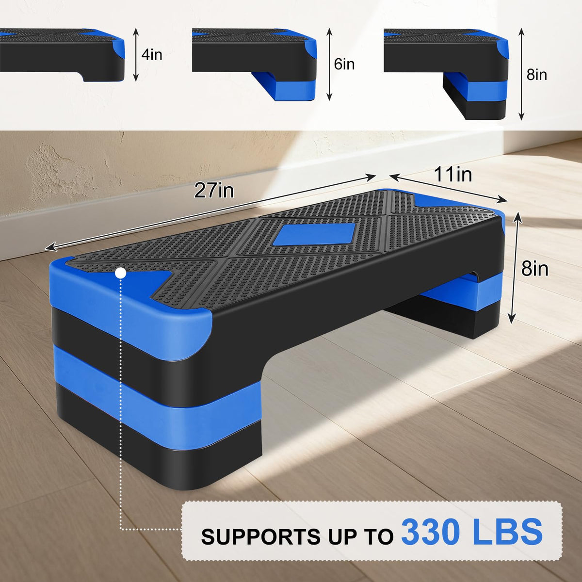 27" Adjustable Aerobic Step Platform with 4 Risers K9608