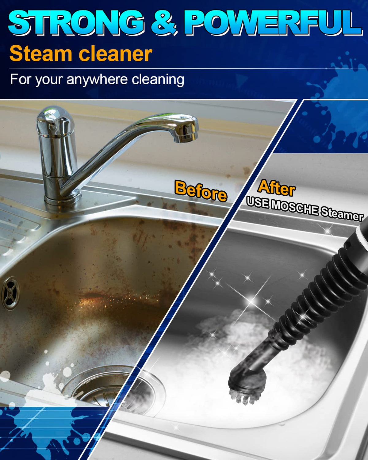 Handheld Portable Steam Cleaner with 11-Piece Accessory Set X422076