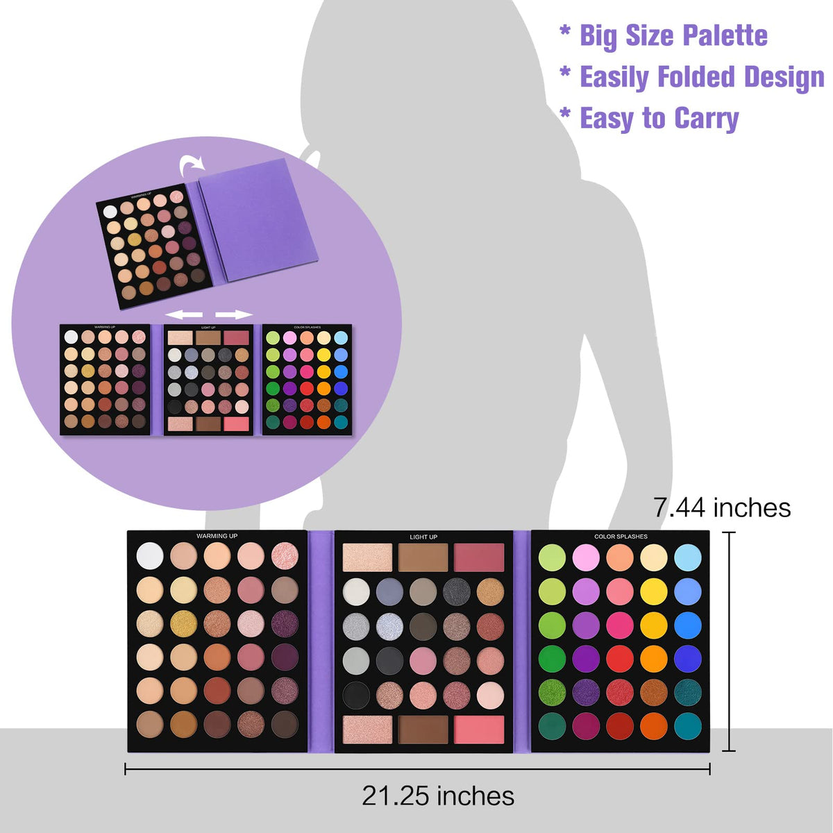 86 Colors Matte Shimmer Eyeshadow Palette with 15 Pcs Brushes W37007