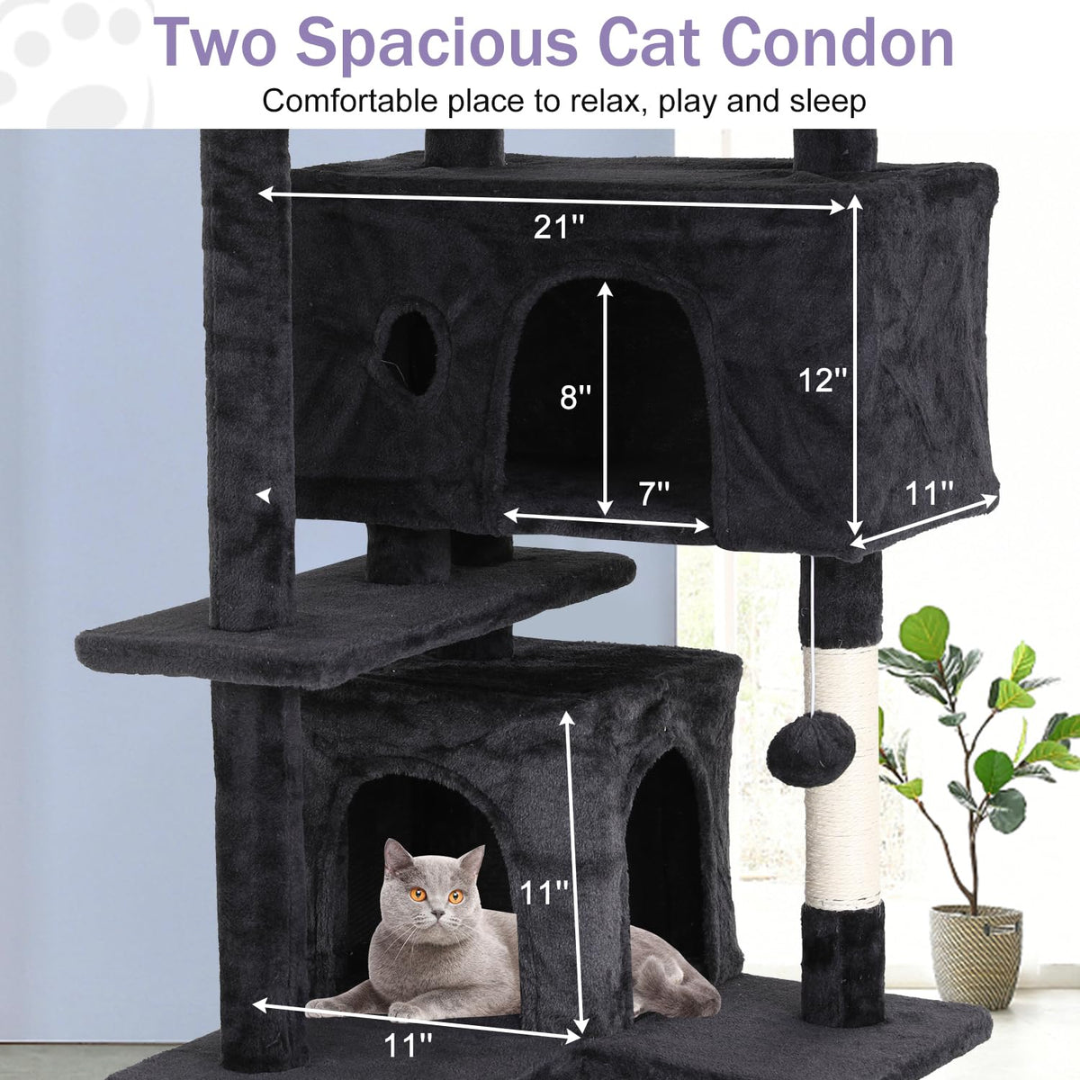 70 Inches Dark Gray Multi-Level Cat Tree with Litter Box Enclosure U810