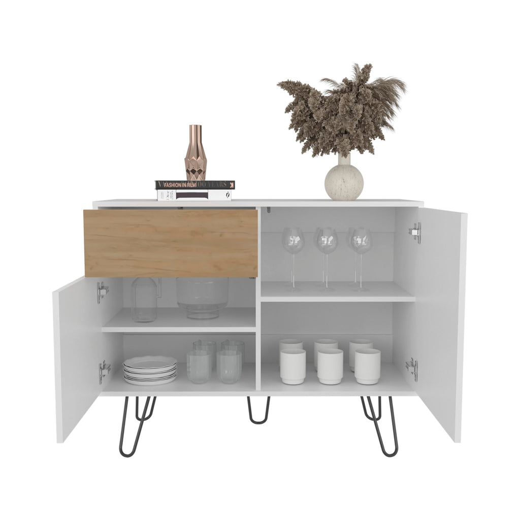 39" Wide Console Table with Two Cabinets, One Drawer and Four Shelves Q2353