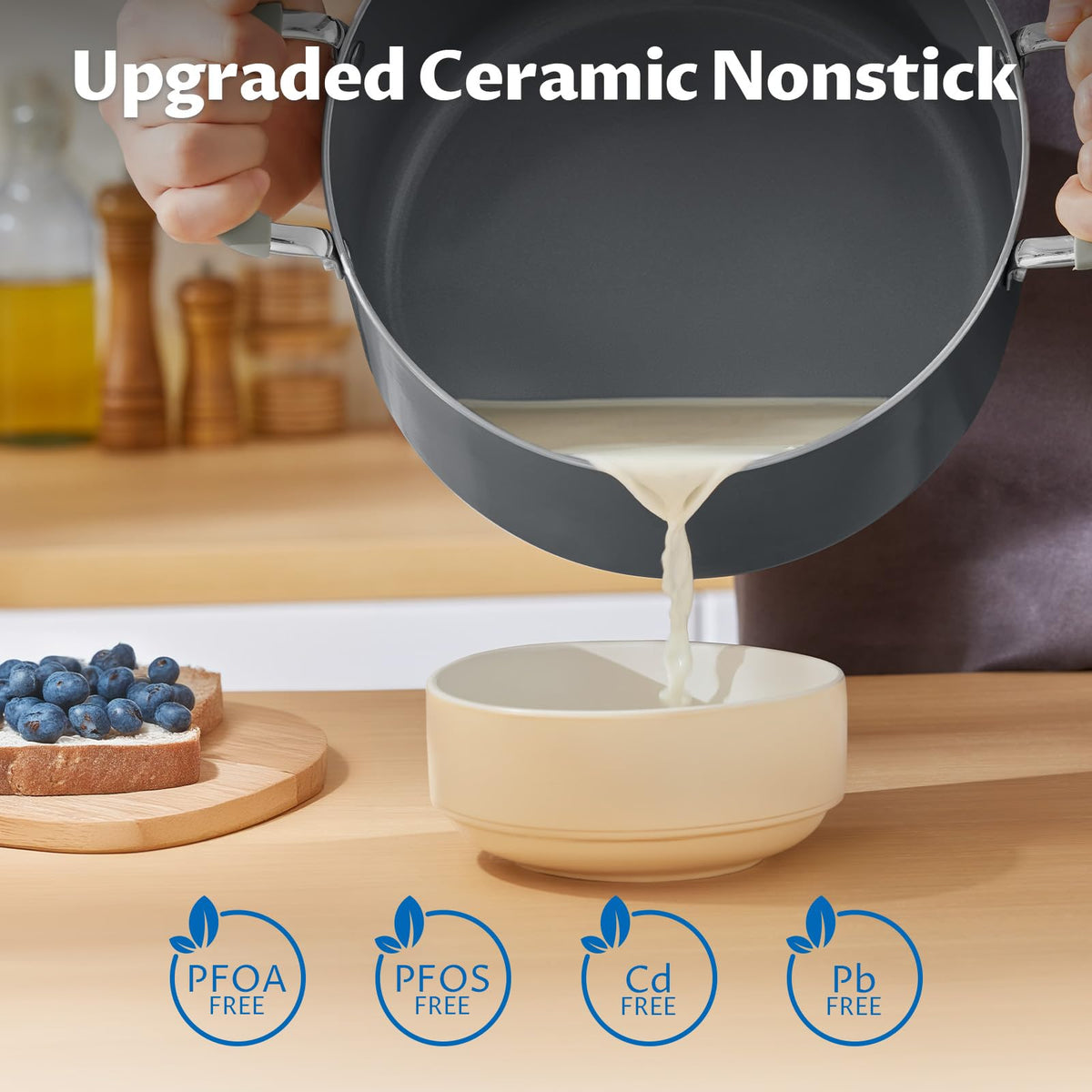 12QT Non Stick Ceramic Stock Pot with Lid S74839