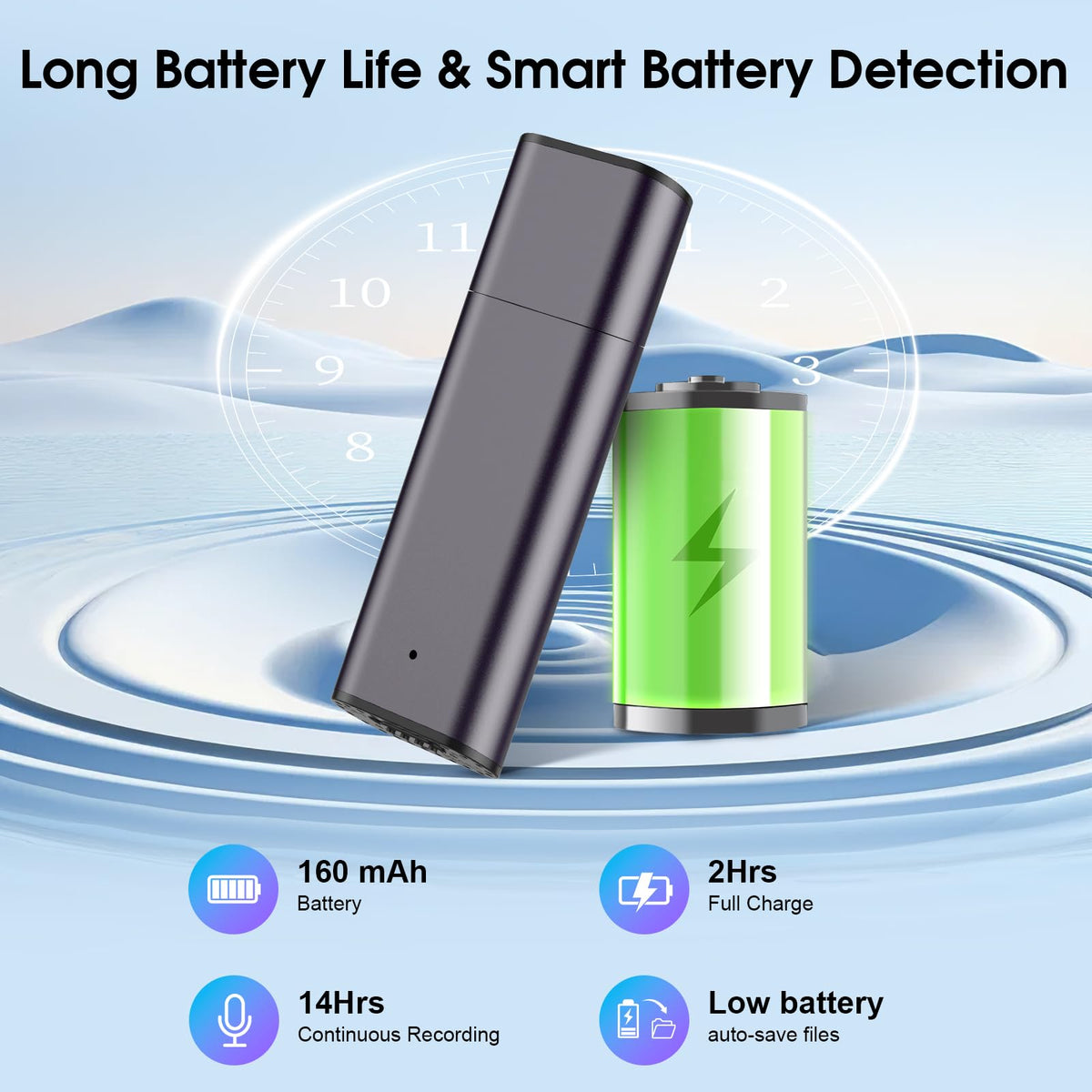 64GB Voice Activated Digital Voice Recorder with Noise Reduction H122415
