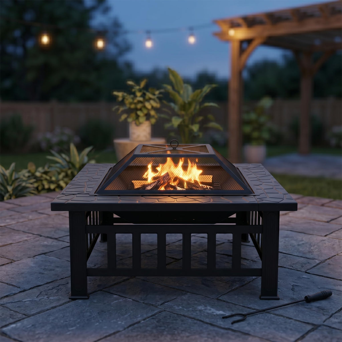 32 inch Black Wood Burning Steel Fire Pit I295