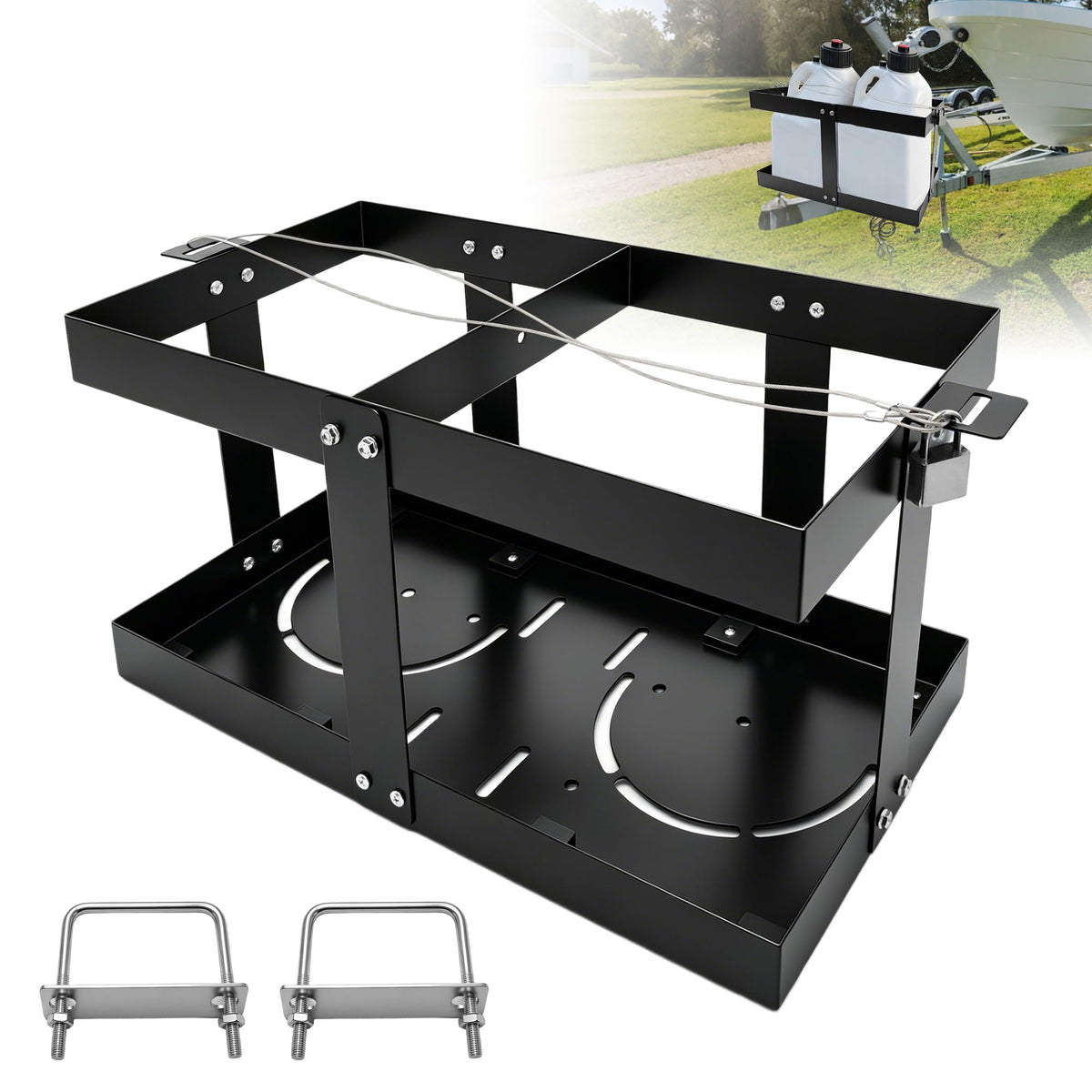 Gas Can Rack with Lock Cable and Rubber Pads C49207