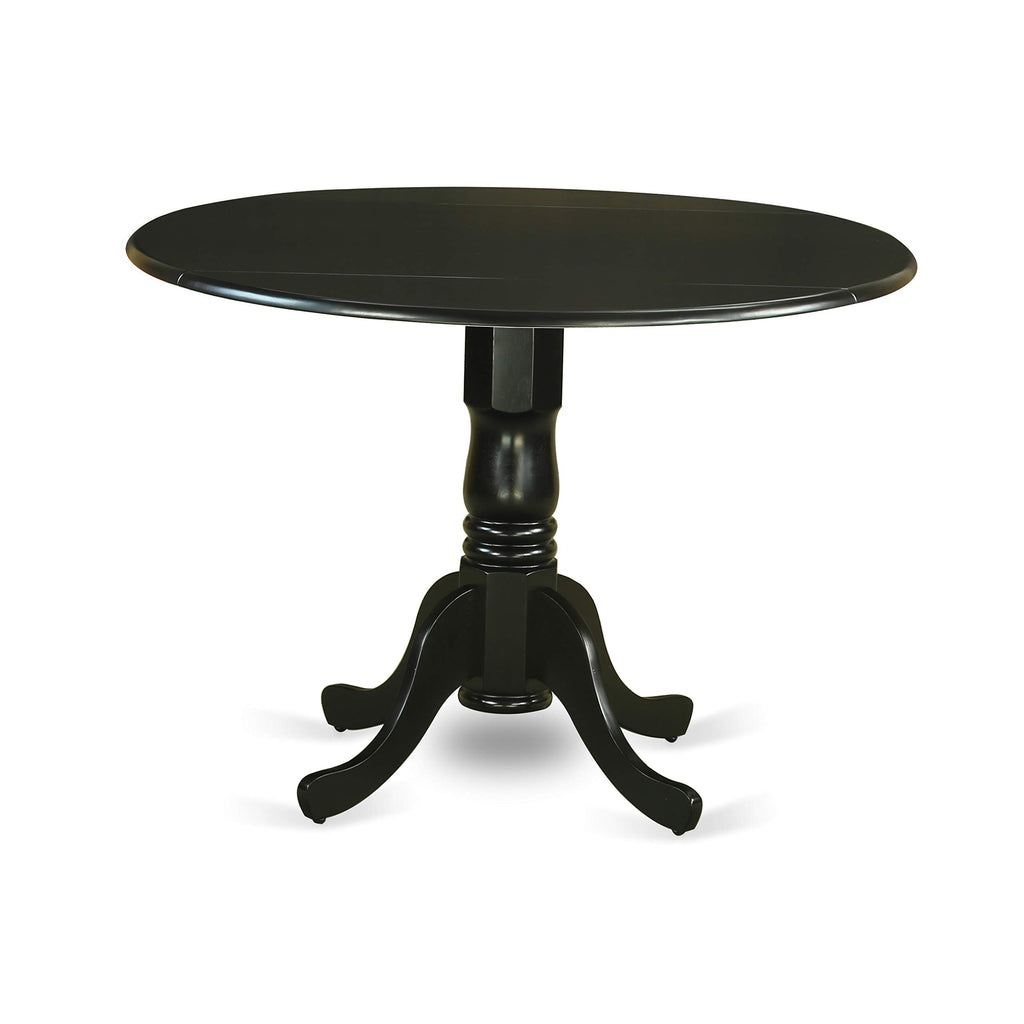 5 Piece Round Dining Table Set with Dropleaf and 4 Faux Leather Chairs H982267