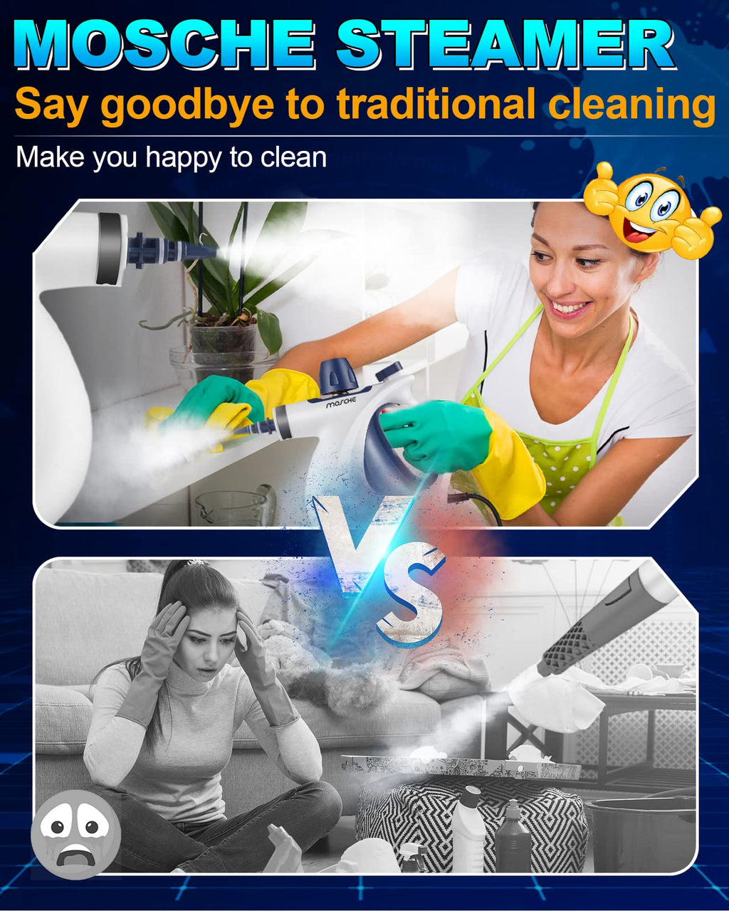 Handheld Portable Steam Cleaner with 11-Piece Accessory Set X422076