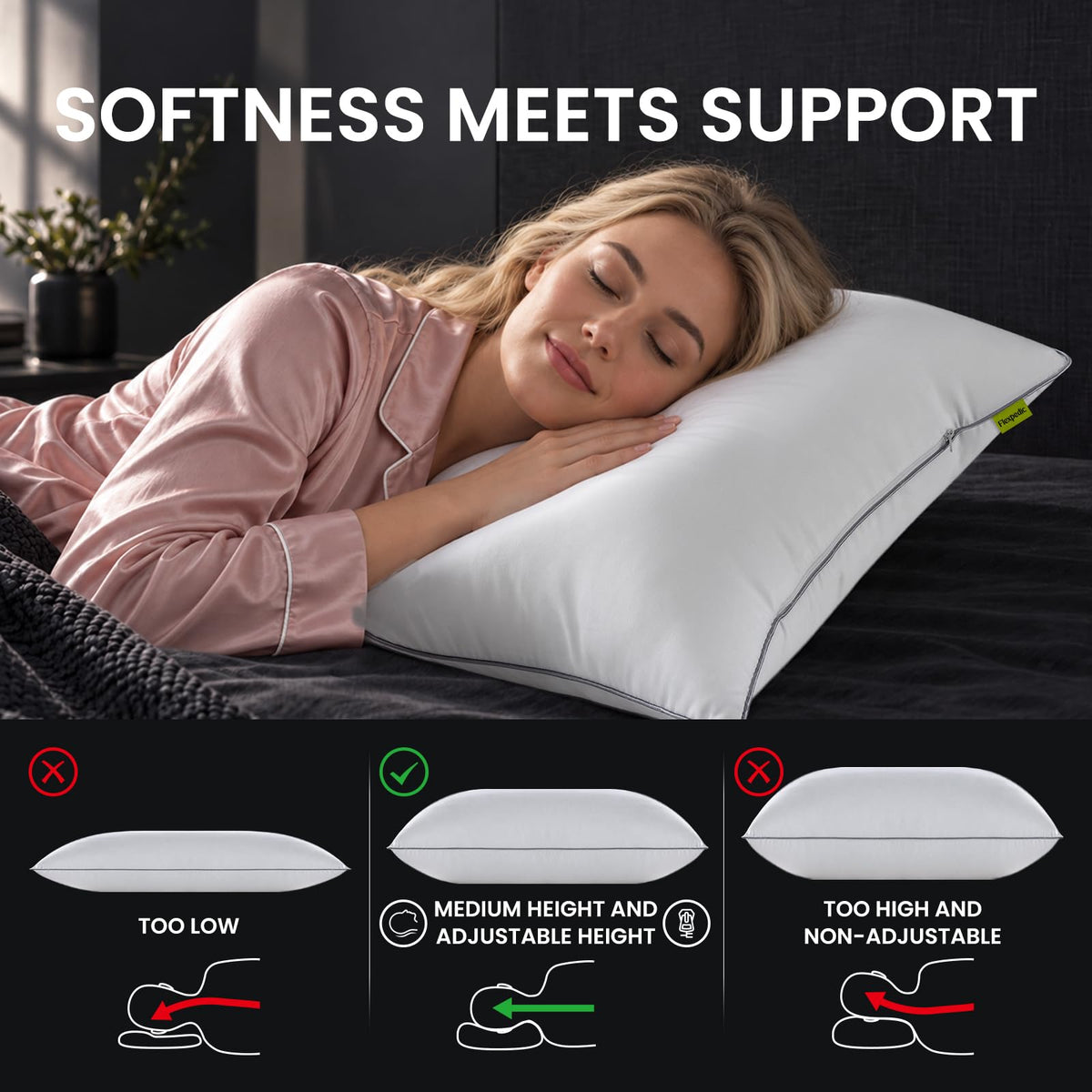 King Size Set of 2 Firm Bed Pillows Z399