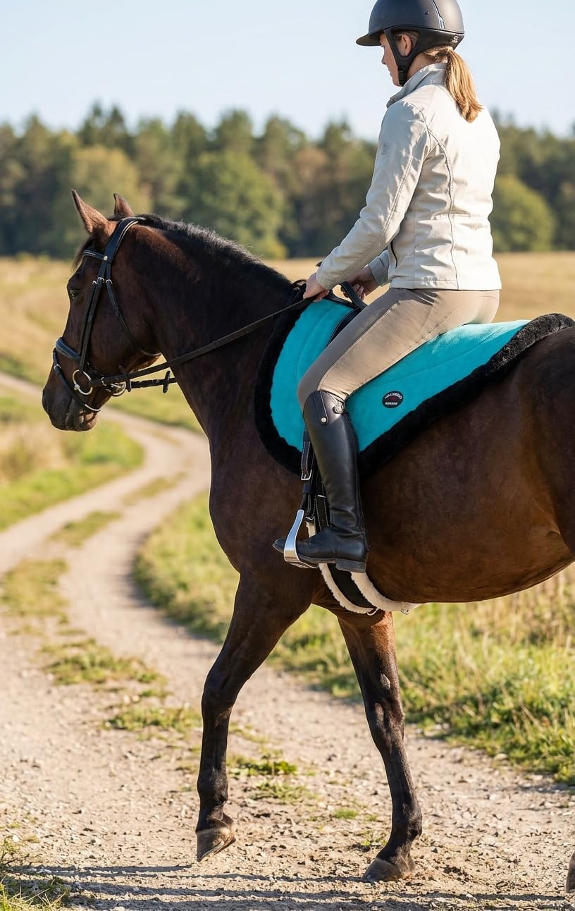Turquoise Suede Leather Western Saddle Pad with Stirrups E902