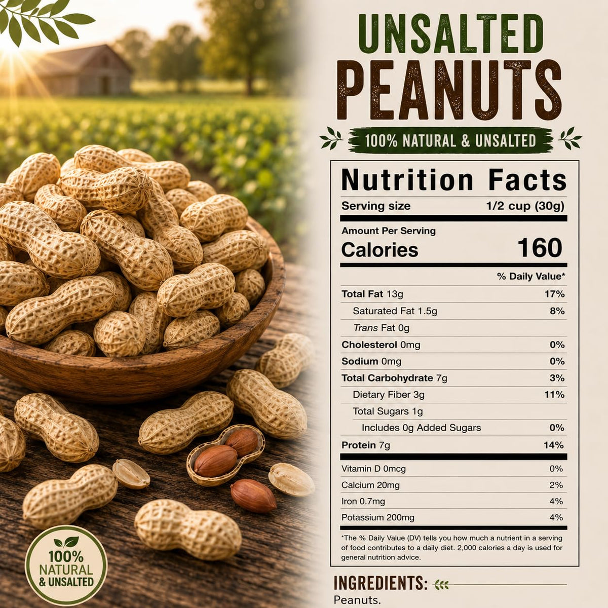 1 LB Unsalted Roasted Peanuts In Shell I1407