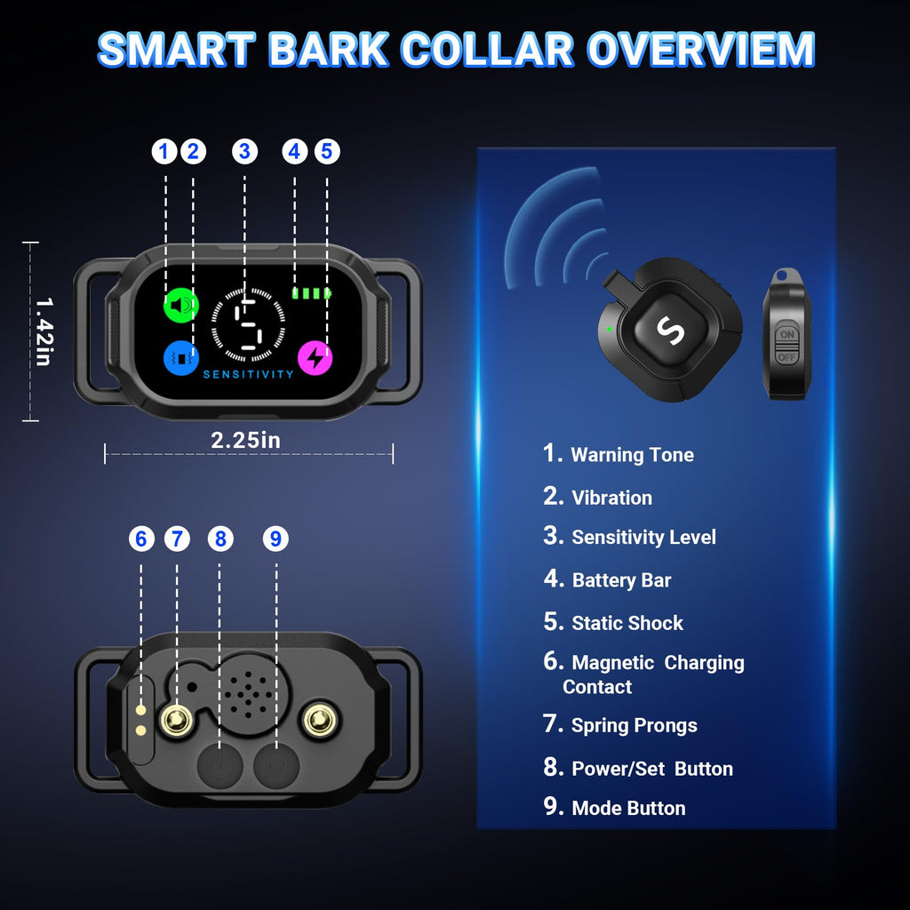 Dog Bark Collar with Remote Control, 2-in-1 Automatic & Manual Training Collar O603255