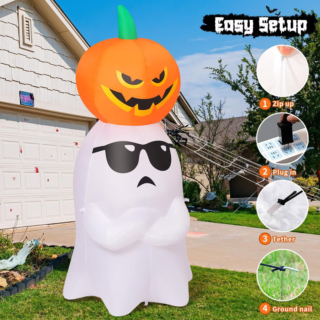 6.2 FT Halloween Inflatables Ghost with Pumpkin G7414