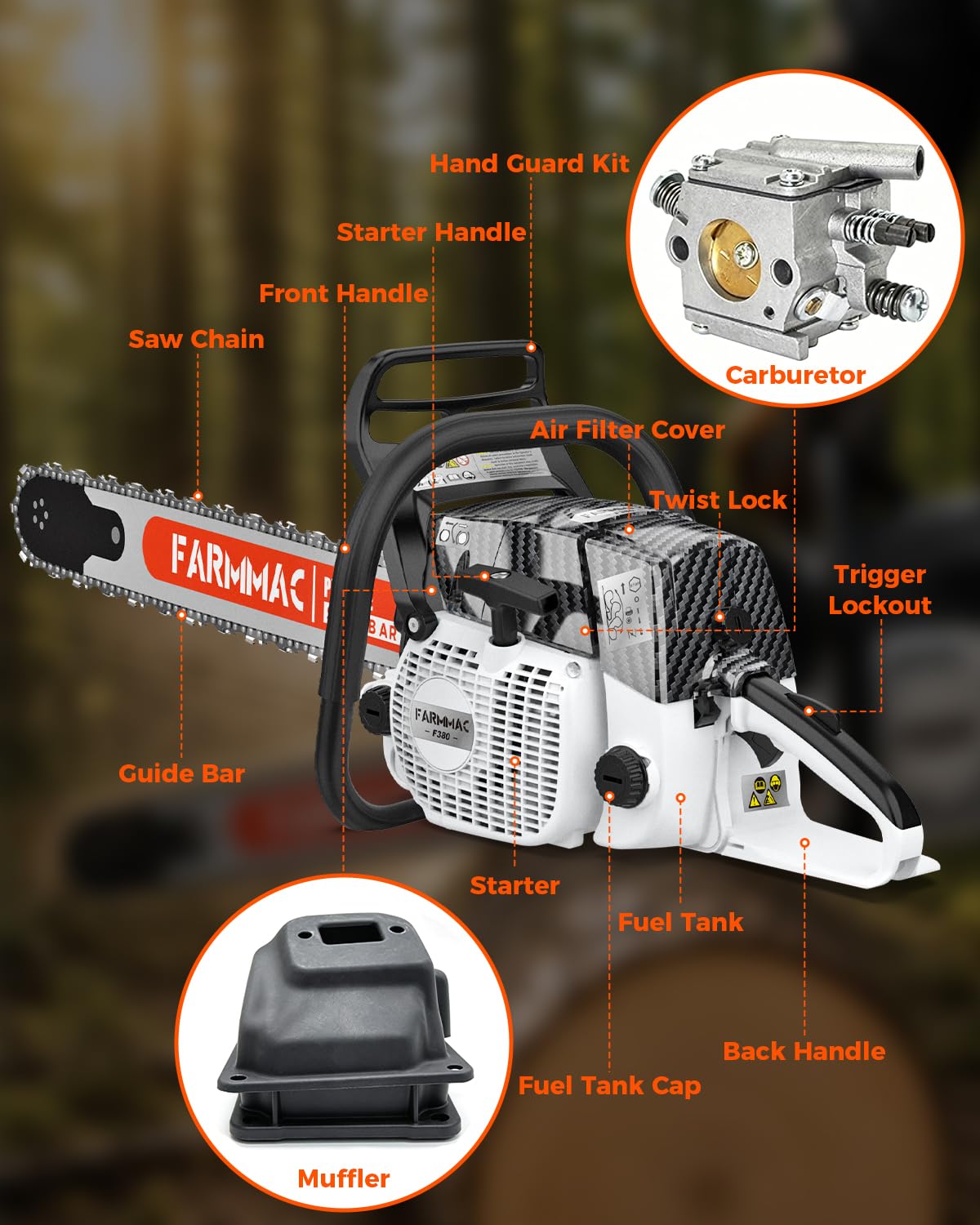 72cc 2-Cycle Gas Chainsaw with 24 Inch Bar O770
