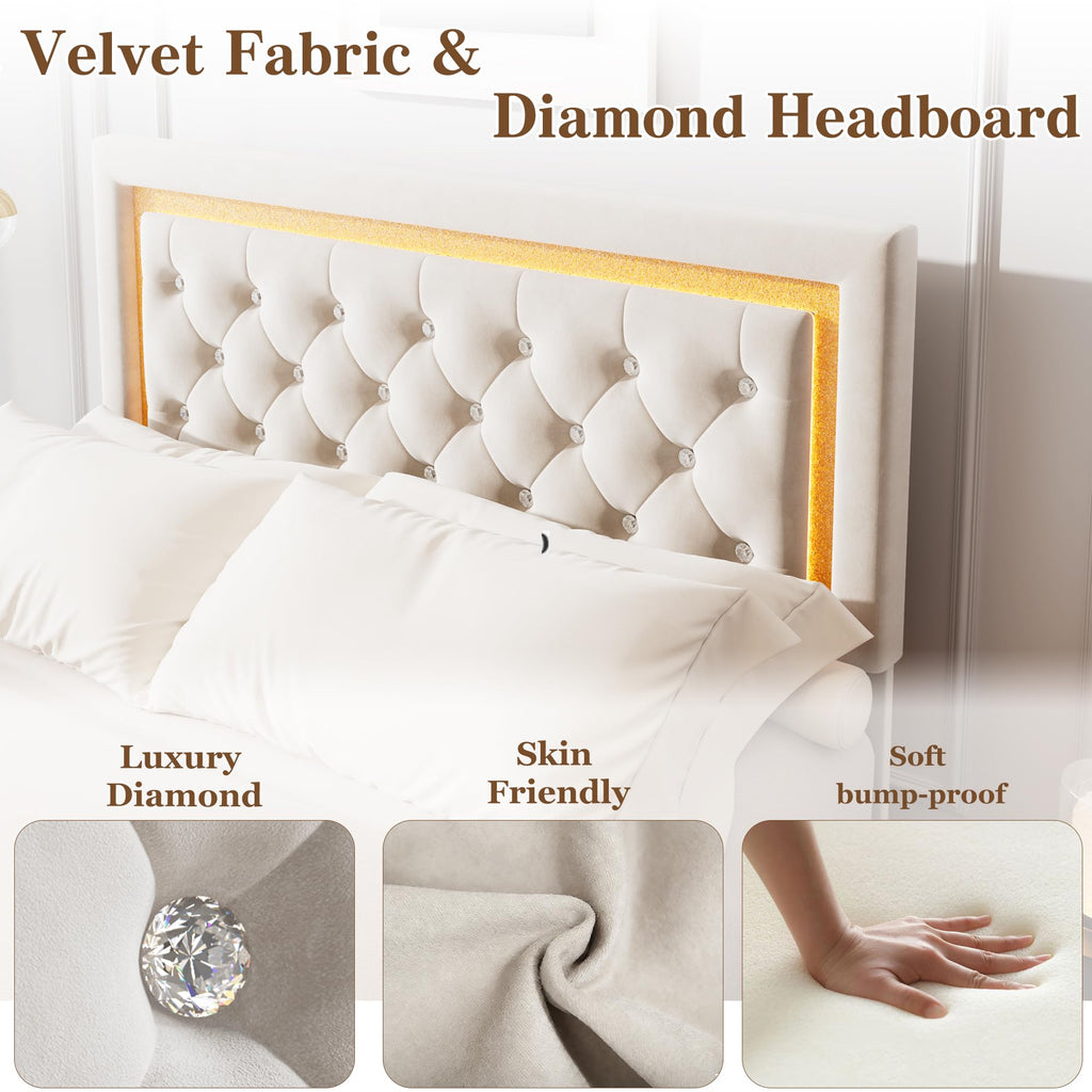 White Full Size Floating Bed Frame D8465