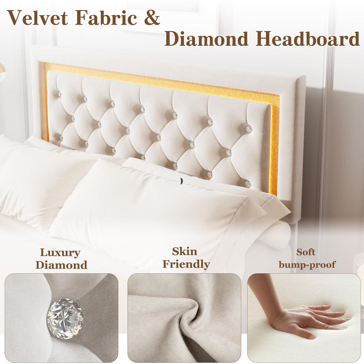 White Full Size Floating Bed Frame D8465