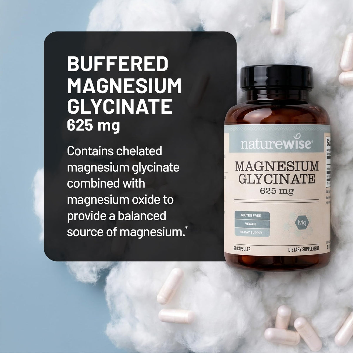 Magnesium Glycinate 625 mg Vegan 30 Capsules V527862