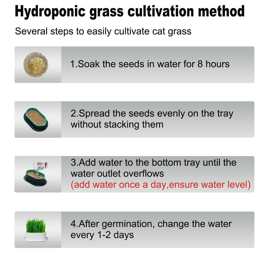 3Pcs Plastic Cat Grass Planter Hydroponic Growing Kit T141669