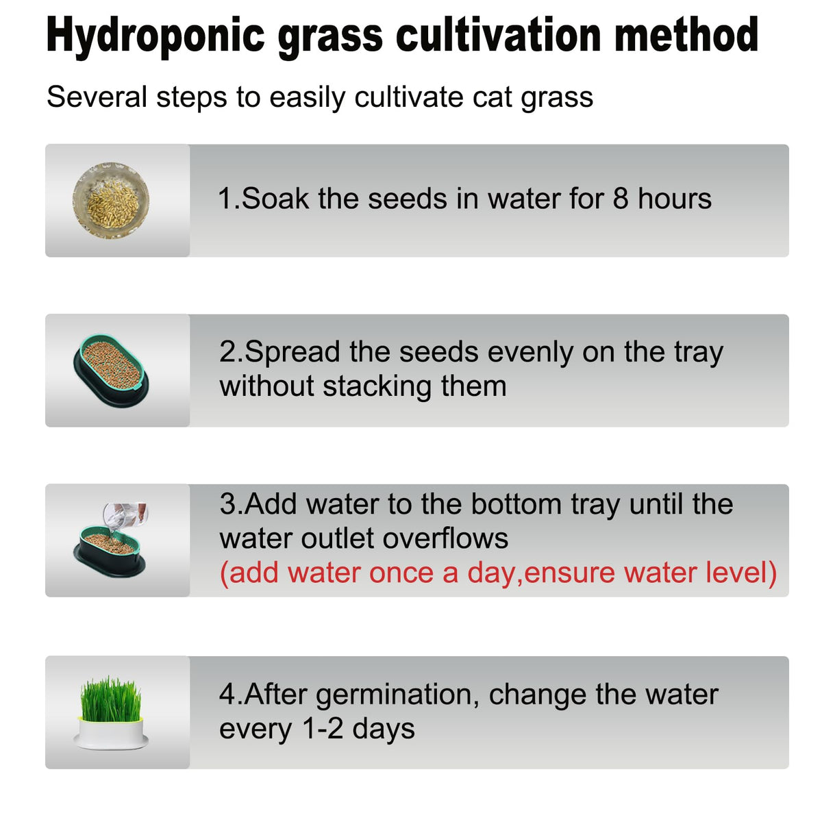 3Pcs Plastic Cat Grass Planter Hydroponic Growing Kit T141669