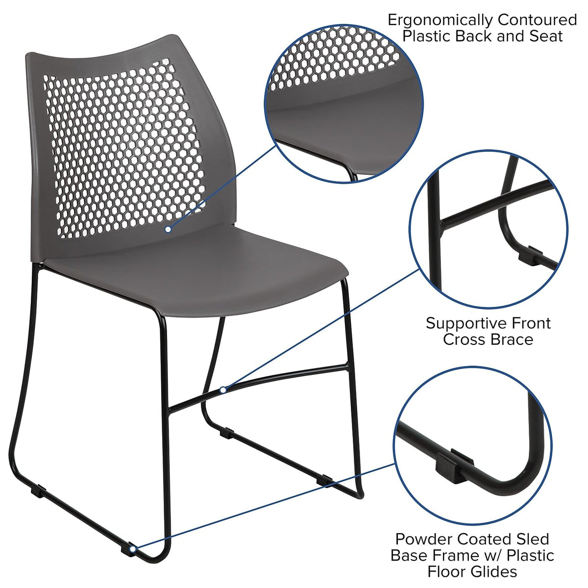 Gray Stack Chair with Air-Vent Back Y245147