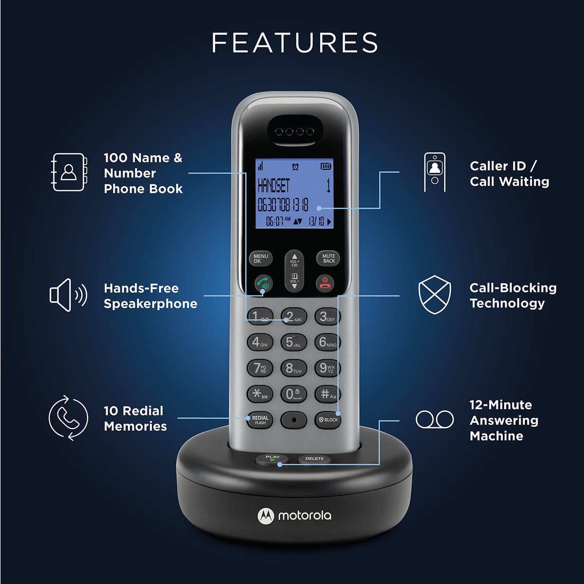 Cordless Phone with Answering Machine, 2 Handsets, Caller ID Z561
