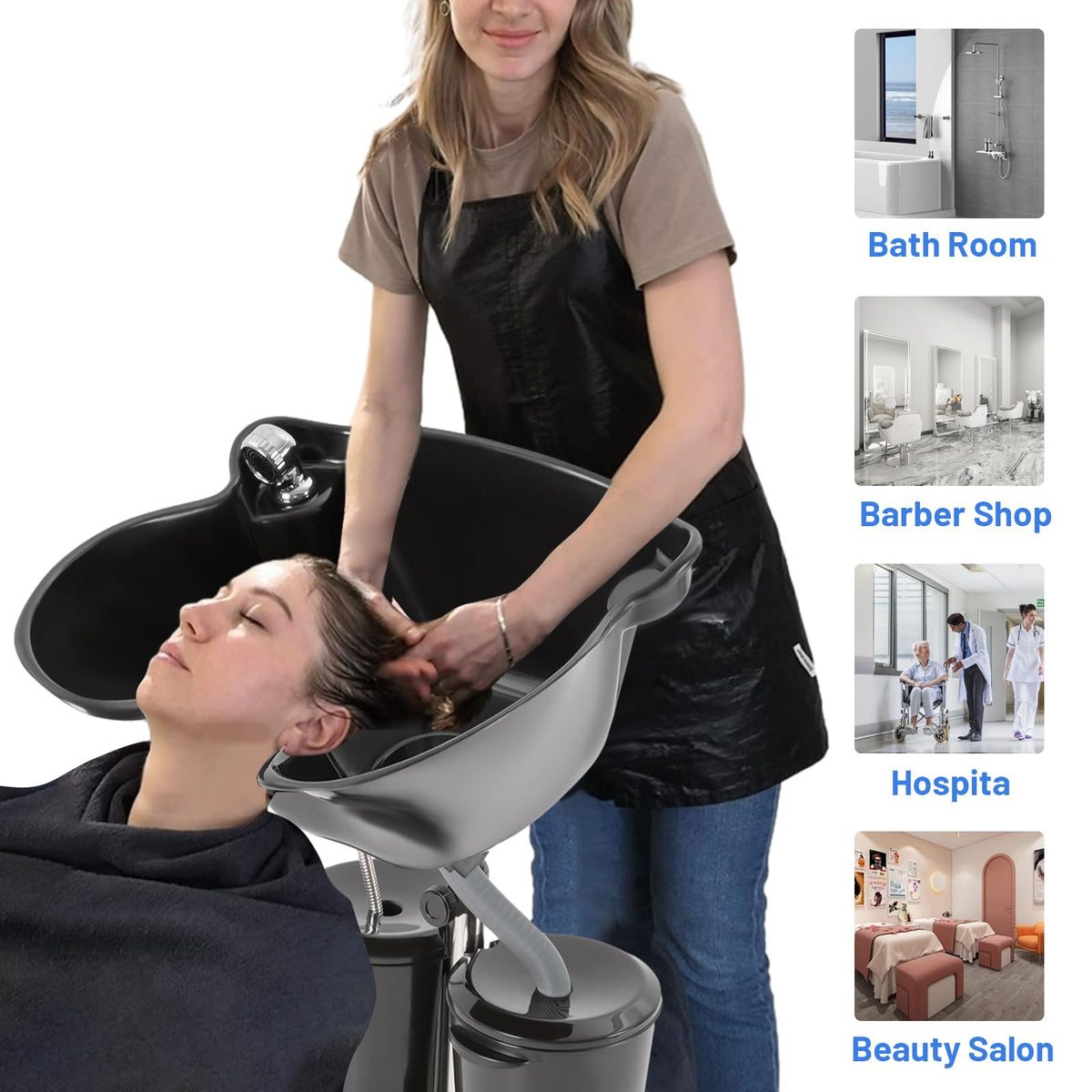 Portable Plastic Shampoo Bowl with Electric Pump K7179