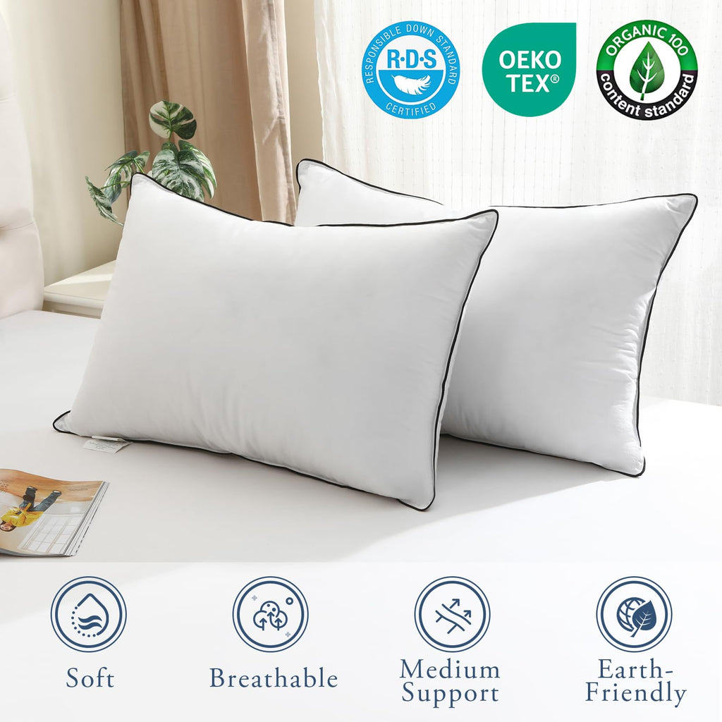 King Size Goose Feather Down Pillows Set of 2 P554
