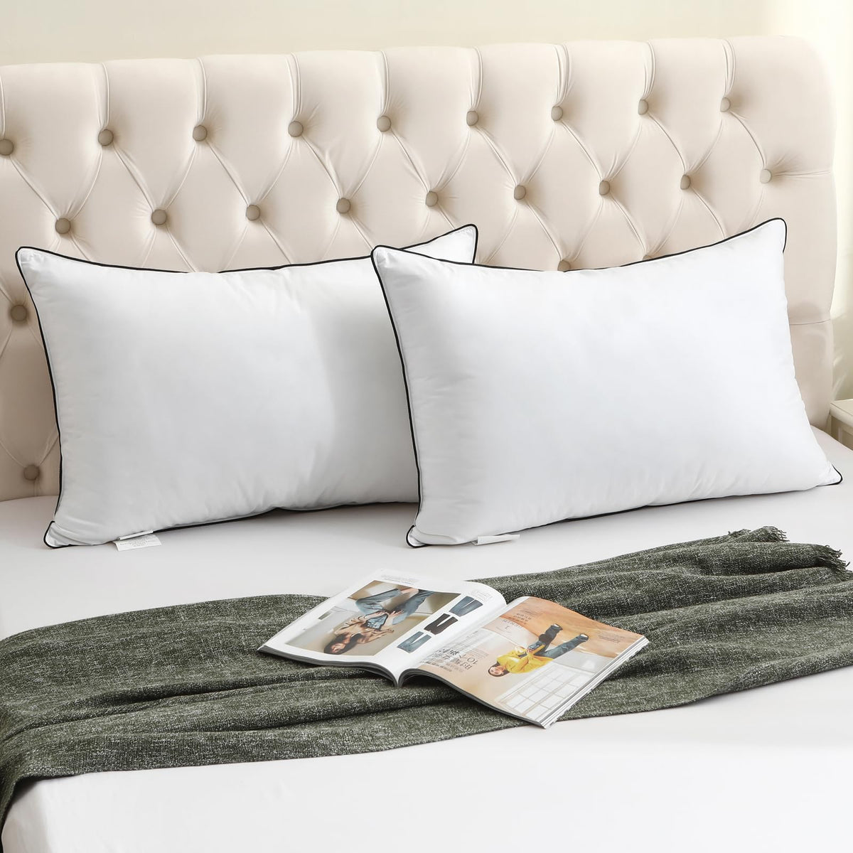 King Size Goose Feather Down Pillows Set of 2 P554