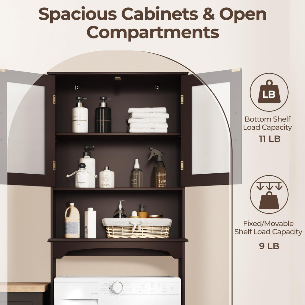 Over the Toilet Storage Cabinet with Glass Doors A318701
