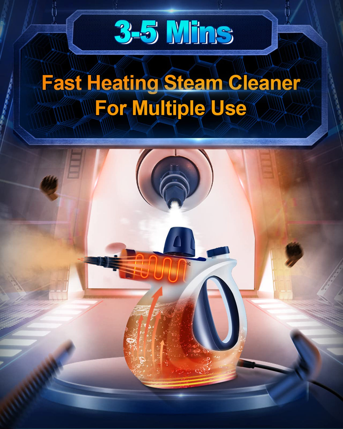 Handheld Portable Steam Cleaner with 11-Piece Accessory Set X422076