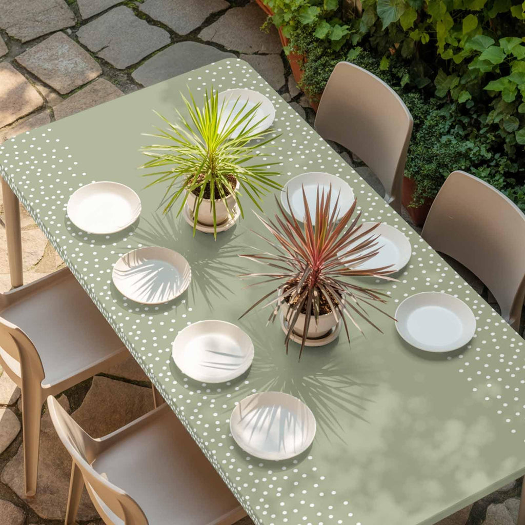 White Speckles Grain Fitted Rectangle Tablecloth 32" x 72" Elastic Waterproof Table Cover D534