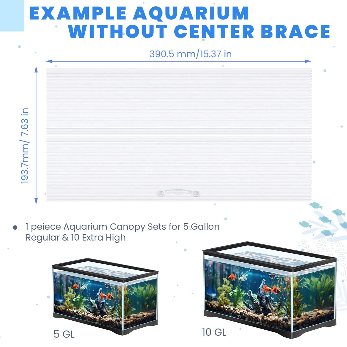 Clear 16 x 8 Inch Aquarium Lids Canopy Set L809